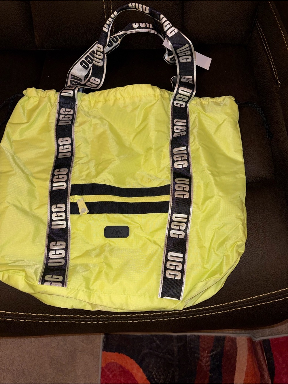 UGG Neon Yellow Logo Strap Tote